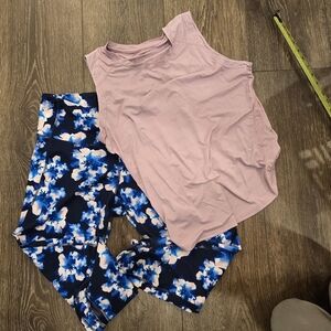 Pink Top and Floral Leggings Set